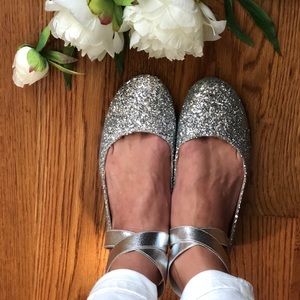 Silver Glitter Ballet Flats